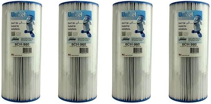 Unicel 6CH-960 52 Square Foot Media Replacement Hot Tub Spa Filter Cartridge with 113 Pleats (4 Pack)