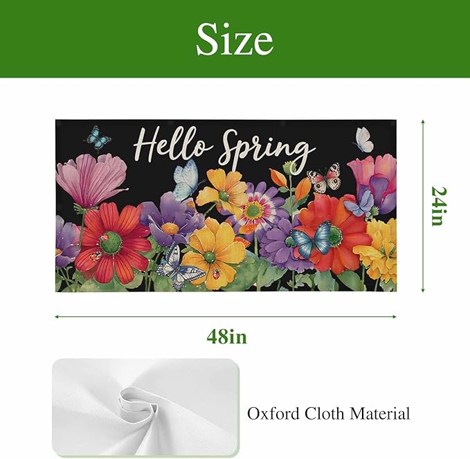 Fluorescent Light Covers for Ceiling Lights Hello Spring Magnetic Light Filters 1 Pack 4x2 ft Butterfly Colorful Spring Floral Ceiling Lights Cover for Classroom Office School Home Drop Lamp Decor