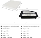 Cabin & Engine Air Filter kit for Honda Odyssey 3.5L (2011 2012 2013 2014 2015 2016 2017) Replaces 17220-RV0-A00, 80292-SDA-A01