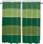 Farm Retro Green Wood Grain Window Valance Curtains, Rustic Wooden Plank Texture Light Filtering Kitchen Valance with 3-inch Rod Pocket for Living Room Bathroom Bedroom,2 Panel,52x72In