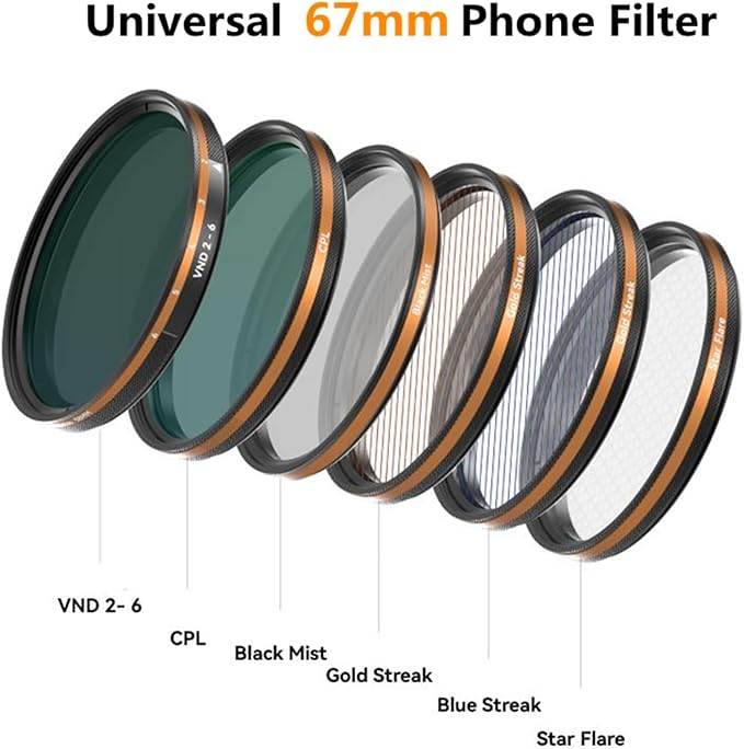 Fotorgear Camera Lens Filter,67mm Clip On Filters Professional Photography for Camera Lens, 67mm Universal Phone Polarizer Filter CPL ND Black Mist Gold Streak for iPhone Xiaomi Huawei(Gold Streak)