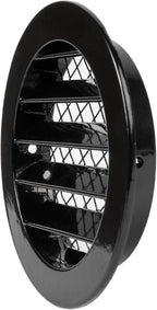 Repa Market 4" Inch Aluminum Black Soffit Air Vent Cover - Louvered Round Gable Vent with Mesh Screen - Exhaust/Intake Ventilation Grill for House, Bathroom - Indoor/Outdoor Metal Duct Grate