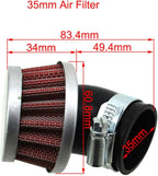 DJ-Motor 35mm Air Filter For Honda Z50 CT70 SL70 XL70 CL70 C70 ST90 SL90 CL90 CM91 CT90 CT110 CT125 Z50 TRX70 TRX90 Trail Mini Bike Motorcycle Dirt Pit Bike
