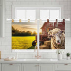 Farm Sheep Kitchen Curtains 36 Inch Length, Small Window Curtains Tab Top, Farmhouse Barn Funny Animals Butterfly Light Filtering Short Window Treatments Tier Drapes 27.5"x36" 2 Panel