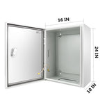 Outdoor Electrical Box, Steel Junction Box 24X16X10'', NEMA 4X Electrical Enclosure Box IP66 Waterproof & Dustproof, Universal Electrical Project Box with Lock & Mounting Plate