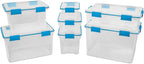 Sterilite 12-Pack Gasket Box, Weather-Resistant Storage Bins with Latching Lids, 7.5 Quart - Heavy-Duty Organizing Containers for Closet, Bathroom, and Office