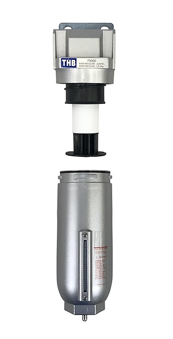 1" NPT Industrial Particulate Filter, Removes Water, Moisture, Debris from Compressed Air Lines, 11oz Bowl (225 PSI Max)
