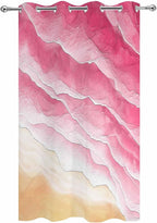 Ocean Outdoor Curtains for Patio Beach Waves Watercolor Abstract Gradient Pink Waterproof Outside Curtains with Grommet Top Weatherproof Curtain for Cabana Pergola Gazebo, 1 Panel, 54" W x 95" L