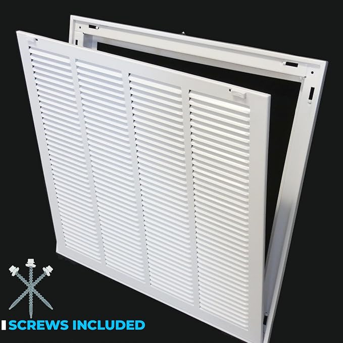 26" X 32" Steel Return Air Filter Grille for 1" Filter - Easy Plastic Tabs for Removable Face/Door - HVAC Duct Cover - Flat Stamped Face -White [Outer Dimensions: 27.75w X 33.75h]