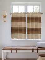 Retro Country Brown Wooden Board Window Valance Curtains, Farmhouse Gradient Plank Light Filtering Kitchen Valance with 3-inch Rod Pocket for Living Room Bathroom Bedroom,2 Panel,42x54In