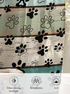 Sheer Curtains 72 Inches Long, Sage Green Brown Paw Prints Semi Sheer Curtains Light Filtering Window Treatment, Vintage Farmhouse Wooden Grain Privacy Voile Drapes for Living Room Bedroom 52x72 Inch