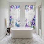 Spring Flowers Kitchen Curtains, Watercolor Garden Florals Wooden Grain Light Filtering Window Curtain Panels, 2Pcs Rod Pocket Window Treatments Set for Living Room Bathroom Bedroom 52x72 Inches