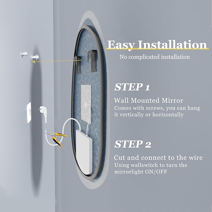 LUVODI Lighted LED Bathroom Mirror: 28”x20”Irregular Stone Pattern Frosted Wall Vanity Mirror with Bright Back Lit - Illuminated Dimmable 3 Colors Vanity Mirrors with Smart Memory Form Anti-Fog