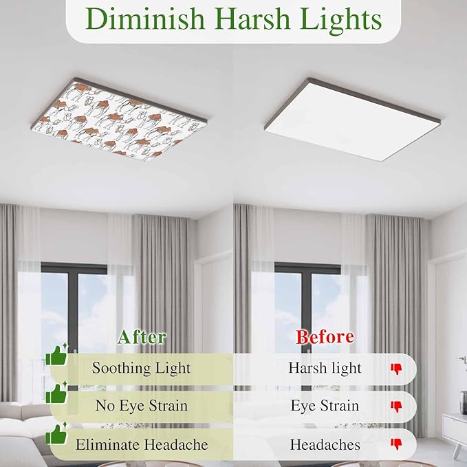 3 Pack Fluorescent Light Cover, Sand Camel Light Covers for Ceiling Lights, Vintage Farmhouse Desert Animals Camel Magnetic Lights Filters Ceiling Shade for Classroom/Office - 4 x 2 Feet