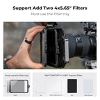 K&F CONCEPT Mini Matte Box +ND4+ND32 Filters Kit, DSLR Matte Box with Carbon Fiber Top Flag Square Filters Trays with 67/72/77/82/95mm Adapter Rings, for 4x5.65 Square UV ND Effect Filter