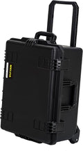 MEIJIA Portable All Weather Premium Rolling Wheels Waterproof Hard Compact Camera Case with Customizable Fit Foam,Pull Handle, 24.6"X19.7"X11.7",Black
