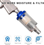 2 PCS Water Oil Separator Filter, 1/4" NPT Inlet and Outlet Airbrush Filter Air Compressor Fittings, Mini in-Line Air Filters Water Oil Separator for Pneumatic Tool