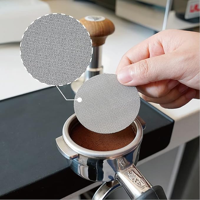 watchget 53mm Espresso Puck Screen Lower Shower Screen 1mm Thickness 150μm Metal Coffee Filter 316 Stainless Steel Reusable Espresso Screen for 54mm Portafilter Filter Basket(53mm(1mm thick))