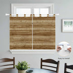 Vintage Western Kitchen Curtains 45 Inch Length, Short Cafe Window Curtains Tab Top, Rustic Farmhouse Wooden Grain Barn Door Light Filtering Window Treatments Tier Drapes 27.5"x45" 2 Panel