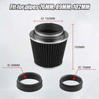 RYANSTAR Universal Clamp-on Air Intake Filter,3 In /3.5 In /4 In Three different Sizes, Round Tapered High Performance, Washable, Replacement Air Filter, For cars and motorcycles (black)