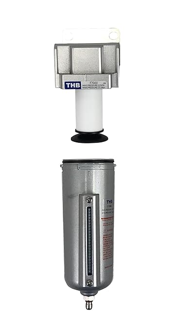 1/2" NPT Industrial Particulate Filter, Removes Water, Moisture, Debris from Compressed Air Lines, 5oz Bowl (225 PSI Max)