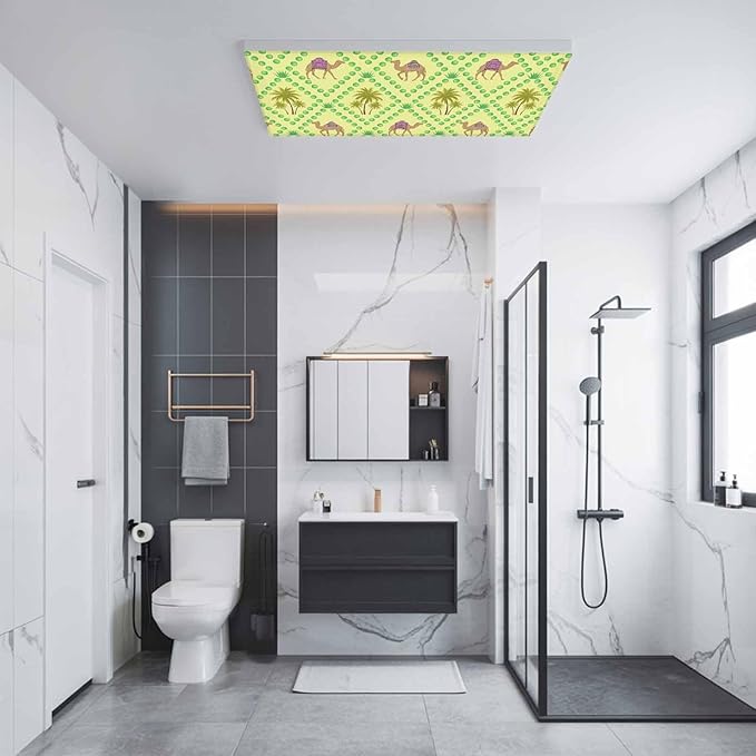 3 Pack Fluorescent Light Cover, Desert Sand Camels Light Covers for Ceiling Lights, Palm Trees Tropical Plants Polka Dot Yellow Magnetic Lights Filters Ceiling Shade for Classroom/Office - 4 x 2 Feet