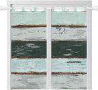 Blue Teal Bathroom Curtains 63 Inch Length, Window Curtains Tab Top, Vintage Wooden Retro Art Farmhouse Barns Light Filtering Window Treatments Drapes 52"x63" 2 Panel