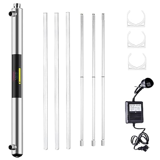 Geekpure 12 GPM Whole House UV Water Filter– UV Water Purifier with Extra 2 UV Filter +2 Quartz Sleeve- (55 Watt)