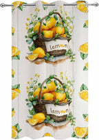 Lemon Outdoor Curtains for Patio Lemons Baskets Summer Tropical Plant Wood Waterproof Outside Curtains with Grommet Top Weatherproof Curtain for Cabana Pergola Gazebo, 1 Panel, 54" W x 84" L