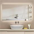 Backlit LED Illuminated Bathroom Mirror with LED Lights, Lighted Bathroom Makeup Wall Mounted Mirror with Demister Pad, Sensor Touch Switch, Horizontal/Vertical(A,H50*W70CM/H19.6*W27.5IN)