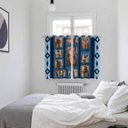 2 Panel Kitchen Cafe Curtains, Desert Camels Sunlight Filtering Nature Air Through, Home Decor Window Covering Tier Curtains for Living Room 104W x 72L inch Wildlife Brown Animals Blue Geometric