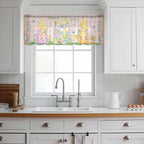 Happy Easter Sheer Valances for Windows 60"x18", Light Filtering Kitchen Curtains Valance, Spring Gnomes Duck Floral Eggs Pink Plaid Rod Pocket Chiffon Curtains for Living Room Bedroom Cafe