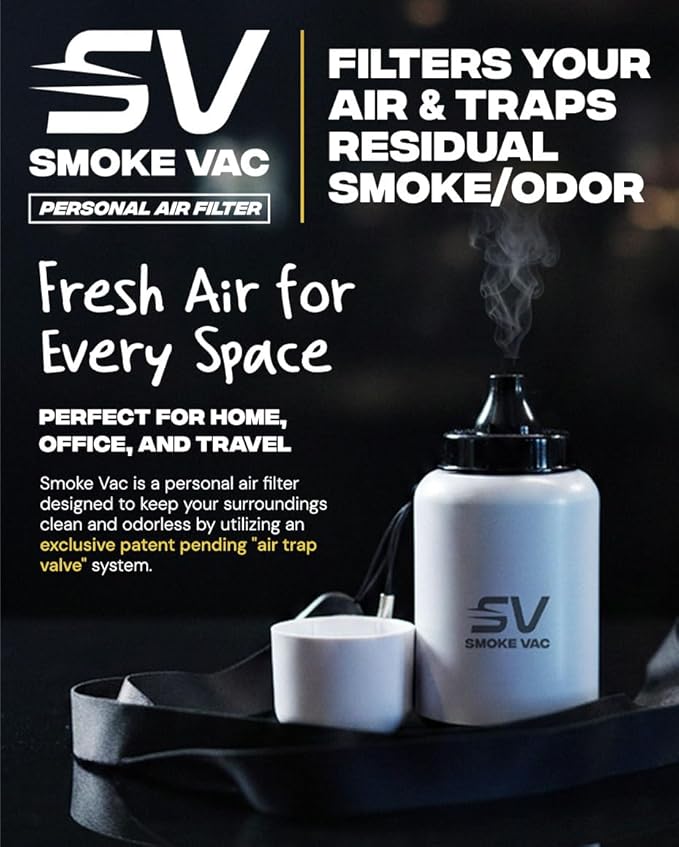 SmokeVac Handheld Personal Air Filter with 4-Layer Filtration & One-Way Check Valve – Portable Smoke & Odor Eliminator for Home, Car, Travel & Events (Black)