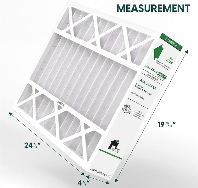 EconoHome 20x25x4 AC Furnace Pleated Air Filter MERV 11 Replacement – Allergen Defense, 5 Pack, Fits Lennox (X6673), Honeywell (FC100A1037) filters. (Actual size: 19.94 x 24.86 x 4.36 Inches)