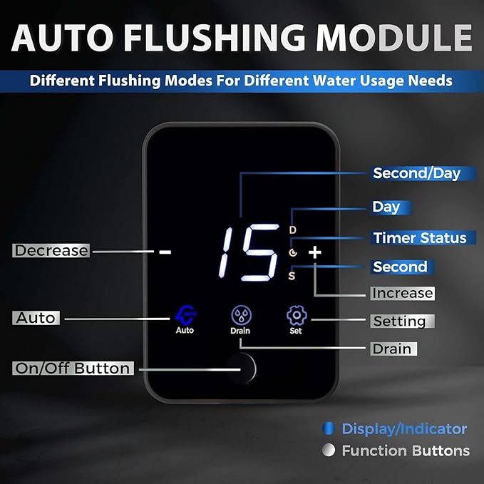 iSpring WSP50ARJ, NSF Certified, Spin-Down Sediment Water Filter, Upgraded Jumbo Size, Large Capacity, Reusable with Touch-Screen Auto Flushing Module, Brass Top Clear Housing, 50 Microns