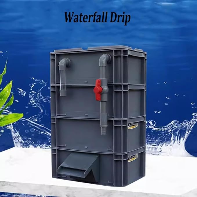 GRRICEPL Fish Tank Filter Box, Waterfall Bio-Filtration Aquarium, Turtle Tank Filter, Pump and Filter Media Not Included (Color : Gray, Size : 40x30x51cm)