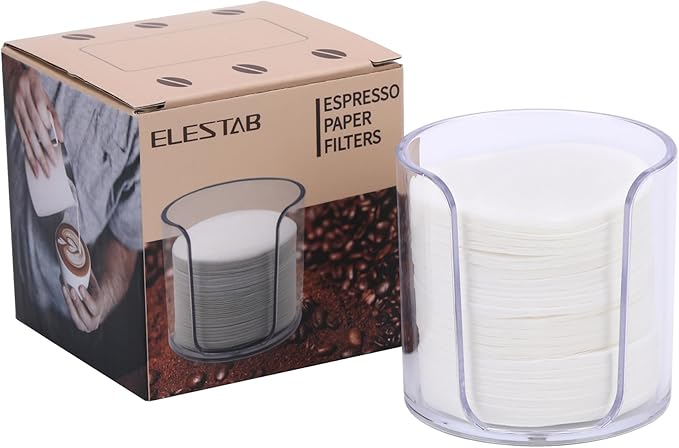 51mm Espresso Paper Filters, 300pcs Disposable Espresso Puck Paper Filters and Filter Storage Holder Compatible with 51mm Portafilters Basket - Keep Shower Screen Clean