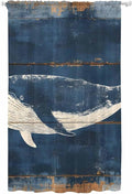 Sheer Curtains 108 Inches Long, Summer Whale Blue Semi Sheer Curtains Light Filtering Window Treatment, Coastal Ocean Vintage Wooden Grain Privacy Voile Drapes for Living Room Bedroom 52x108 Inch