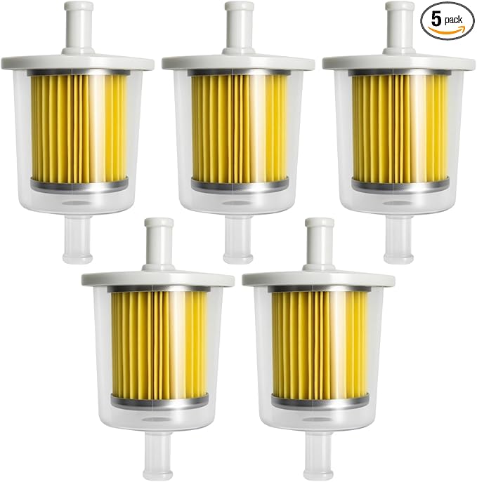 5 Pack 3/8" Universal Fuel Filters, Inline Gas Fuel Line for Industrial Tractors Cars Trucks Motorcycles Gas Powered Engine