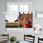 Farm Rooster Kitchen Curtains 36 Inch Length, Small Window Curtains Tab Top, Farmhouse Barn Funny Animals Butterfly Light Filtering Short Window Treatments Tier Drapes 27.5"x36" 2 Panel