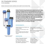 Pentair Pentek 150552 3G Standard Filter Housing, 3/4" NPT #20 Opaque Water Filter Housing with Integral Bracket Cap and Pressure Relief Button, 20-Inch, Black/Blue
