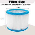 2-Pack HEPA Replacement Cartridge Filter with Reinforced Metal Mesh Core, Compatible with Nilfisk ALTO Attix 30 and 50 Wet Dry Vacuums