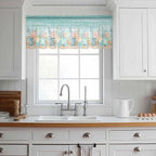 Summer Beach Sheer Valance Curtains, Green Ocean Colorful Coral Shell Seaweed Starfish Sandy Light Filtering Kitchen Valances Rod Pocket Voile Curtain for Bedroom/Living Room/Basement 42Wx18L
