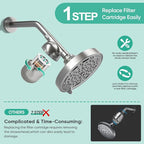 Cobbe Shower Filter | All-METAL Joint | 99% REMOVAL Shower Head Filter for Hard Water, Heavy Metals, Chlorine and Harmful Substance, Improve your skin and hair - Brushed Nickel