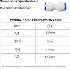 Water purifier adapter, 1/4 "FPT x 1/4" pipe quick connector, outer diameter 1/4 inch quick push plastic pipe connector, suitable for reverse osmosis filtration RODI system 5PC