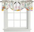 Easter Tie Up Valance Curtains for Windows, Kitchen Curtains Window Shades, Spring Farmhouse Watercolor Bunny Eggs Wood Grain Light Filtering Roman Curtain Valances for Bedroom/Bathroom/Cafe 42"x18"