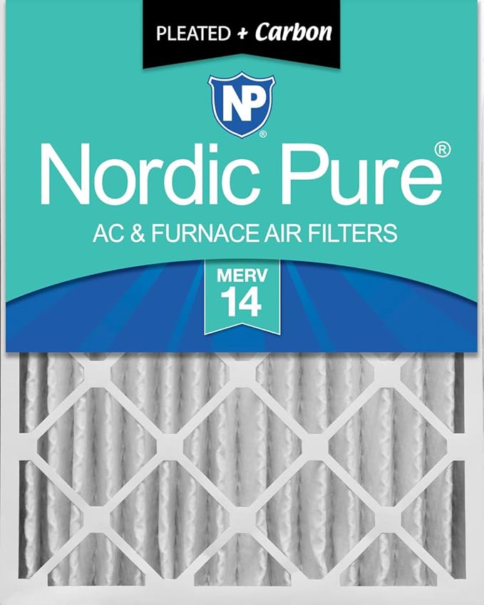 Nordic Pure 16x25x4 (Actual Size: 15 1/2 x 24 1/2 x 3 5/8) Pleated Air Filters MERV 14 Plus Carbon 1 Pack