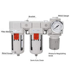 NANPU DFR-04 1/2" NPT Air Drying System - Double Air Filters, Air Pressure Regulator Combo - Semi-Auto Drain, Poly Bowl