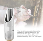Automatic Pig Drinkers, 5 Pieces Thread Stainless Steel Automatic Pig Nipple Fountains Waterers with Copper Hat Duck Nozzle for Sows Piglets Drinking Water