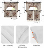 Country Star Swag Kitchen Curtains Valance and Tier Set, VintageRust Yellow Star Berry Beige Barn Gate Light-Filtering Swag Valance 24 Inch Length, Rod Pocket Short Curtain for Bedroom Cafe